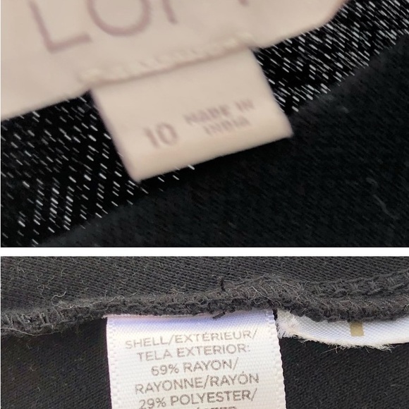 LOFT Womens Fit and Flare Dress Black Embroidered Floral Long Sleeve 10 - Picture 4 of 5